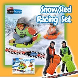 Wham-O Dual Racing Inflatable Green Orange Sled Set Ages 4-12